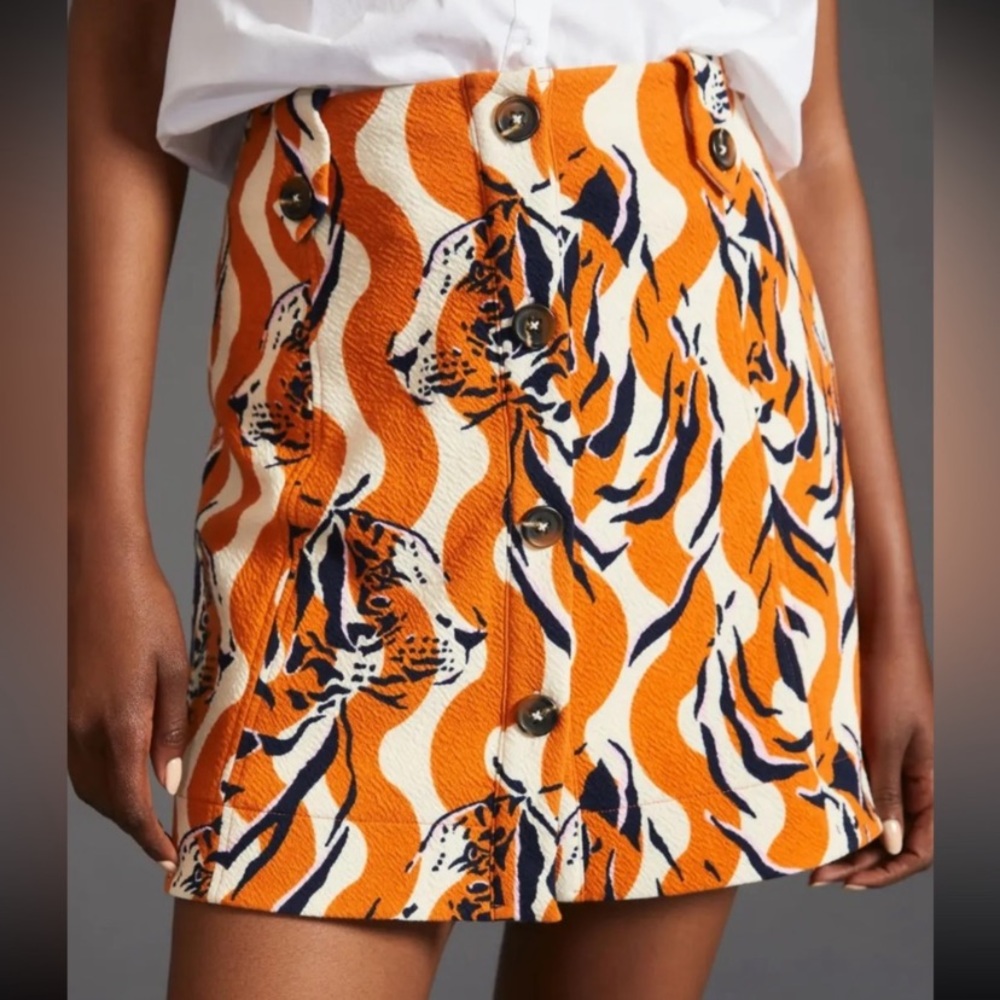 NWT Anthropologie Maeve Tiger Stripe Skirt